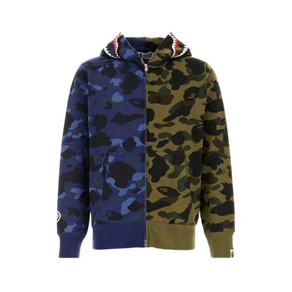 Bape Men Printed Cotton Split Camo Shark Sweatshirt